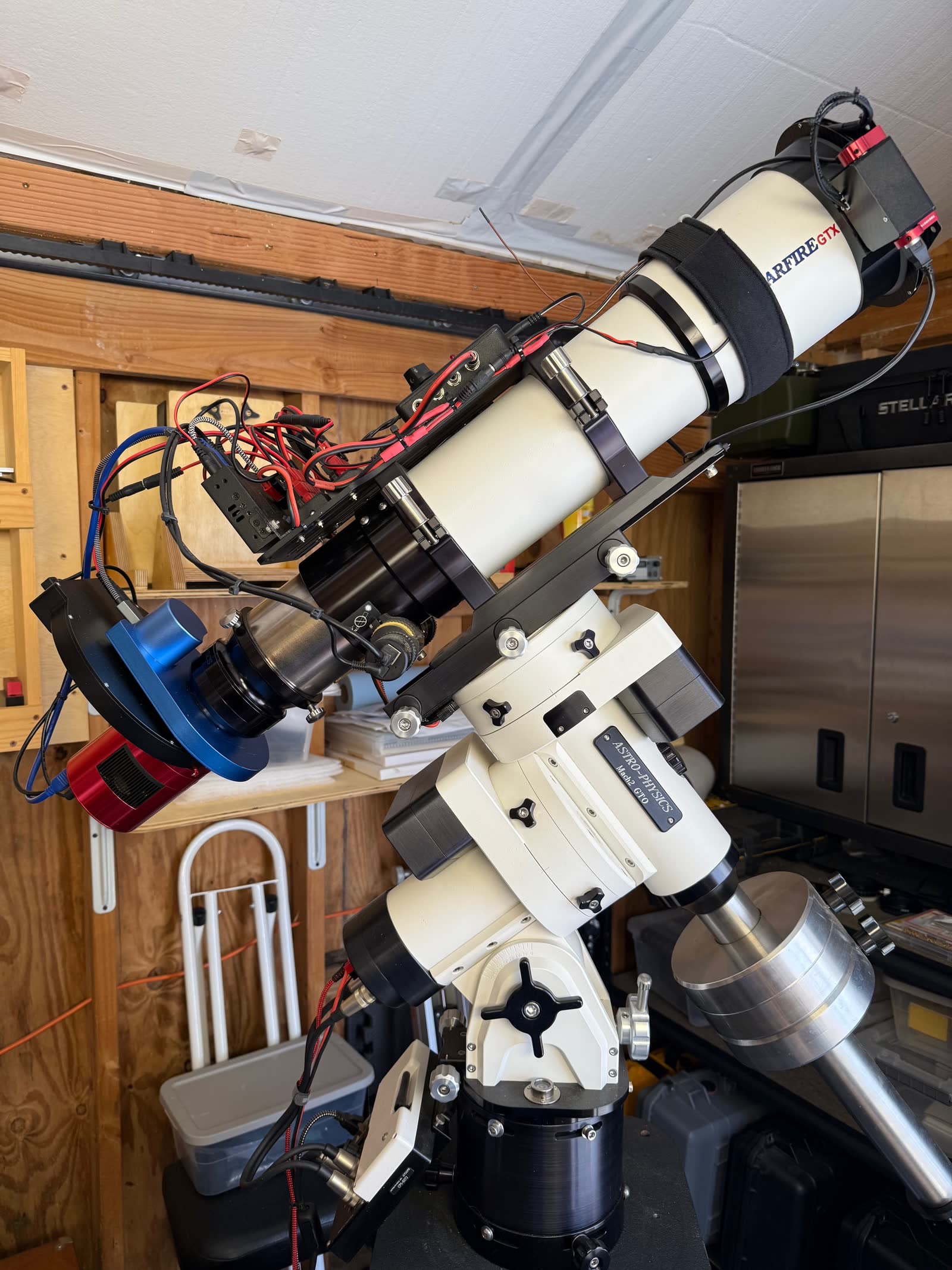 Astro-Physics Mach 2 and Starfire 110 GTX in the SkyShed.